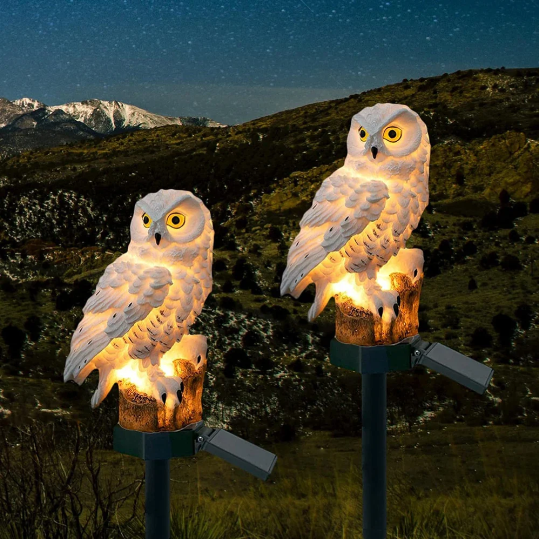 Luz solar de jardín con diseño de búho para caminos exteriores