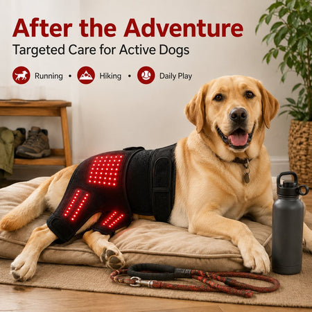 Manga de fototerapia con luz roja portátil para perros, para cuidado en casa de la zona lumbar y patas traseras/caderas