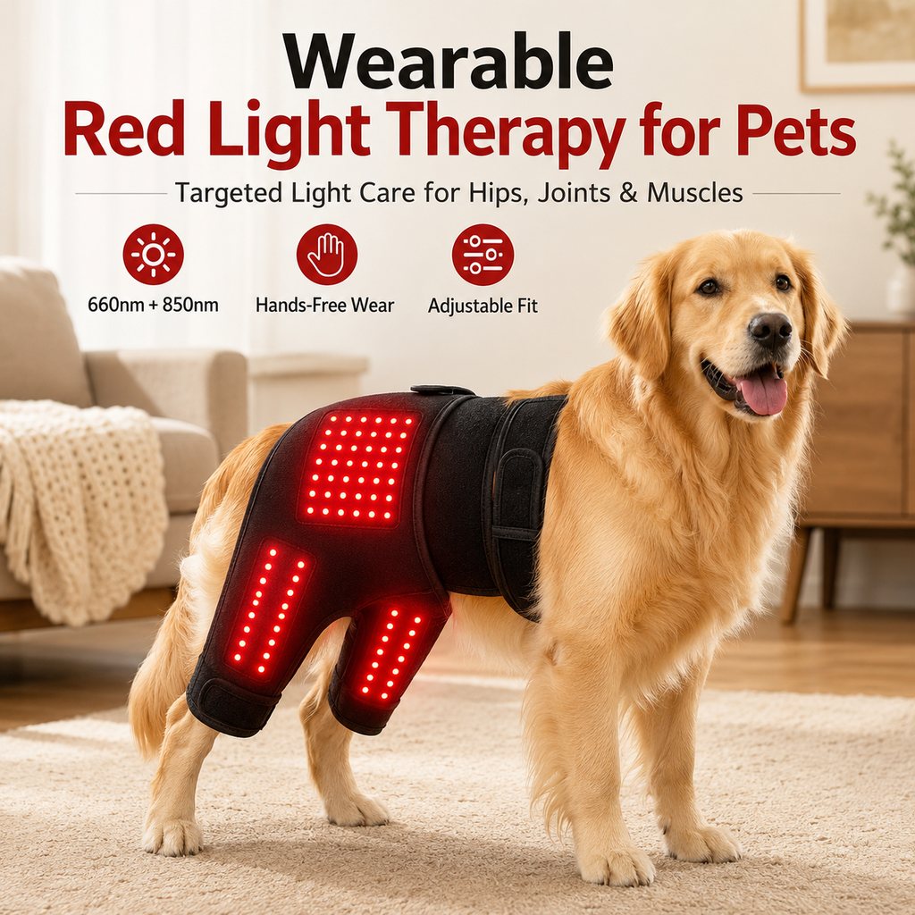 Manga de fototerapia con luz roja portátil para perros, para cuidado en casa de la zona lumbar y patas traseras/caderas
