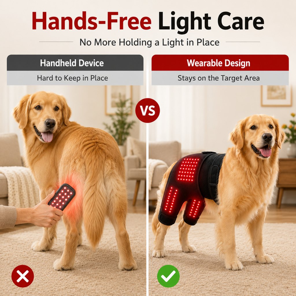 Manga de fototerapia con luz roja portátil para perros, para cuidado en casa de la zona lumbar y patas traseras/caderas