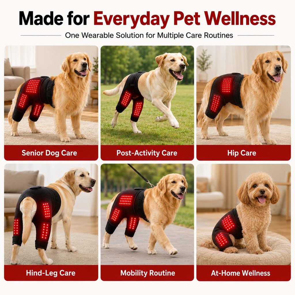 Manga de fototerapia con luz roja portátil para perros, para cuidado en casa de la zona lumbar y patas traseras/caderas