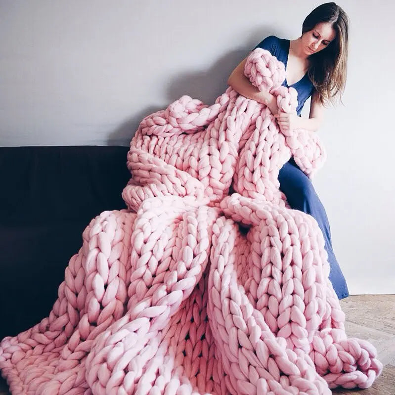 Manta de punto grueso – Manta de lana acogedora para cualquier habitación – Suave y cálida – Perfecta para sofá y cama
