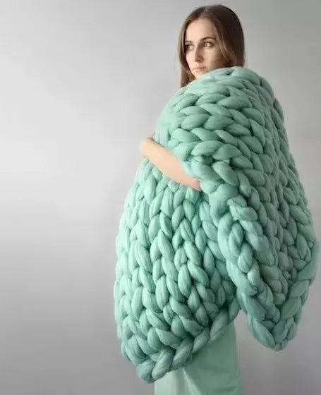 Manta de punto grueso – Manta de lana acogedora para cualquier habitación – Suave y cálida – Perfecta para sofá y cama