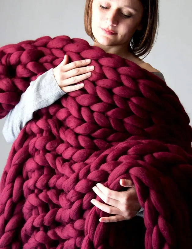 Manta de punto grueso – Manta de lana acogedora para cualquier habitación – Suave y cálida – Perfecta para sofá y cama