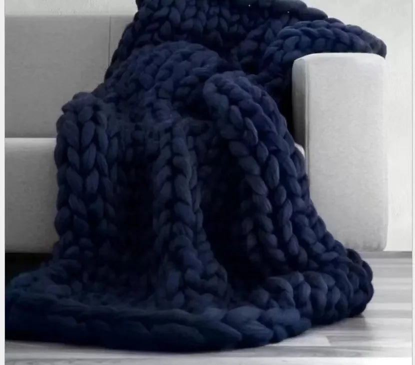Manta de punto grueso – Manta de lana acogedora para cualquier habitación – Suave y cálida – Perfecta para sofá y cama