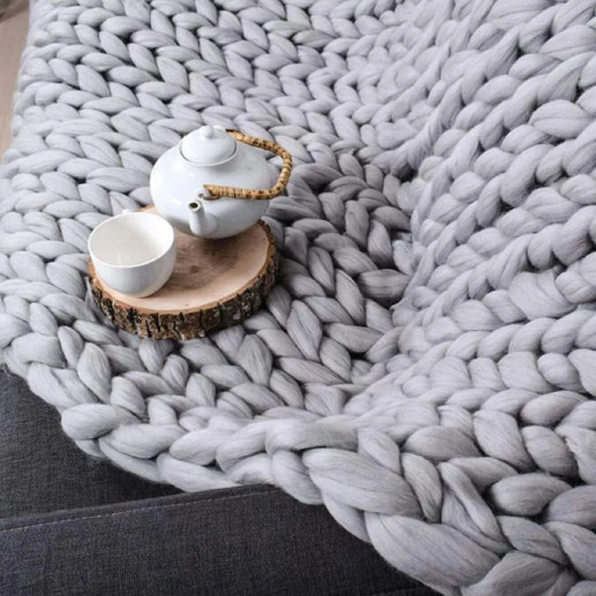 Manta de punto grueso – Manta de lana acogedora para cualquier habitación – Suave y cálida – Perfecta para sofá y cama