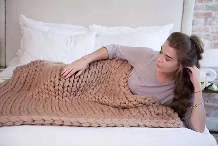 Manta de punto grueso – Manta de lana acogedora para cualquier habitación – Suave y cálida – Perfecta para sofá y cama