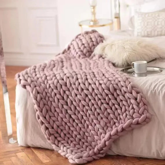 Manta de punto grueso – Manta de lana acogedora para cualquier habitación – Suave y cálida – Perfecta para sofá y cama