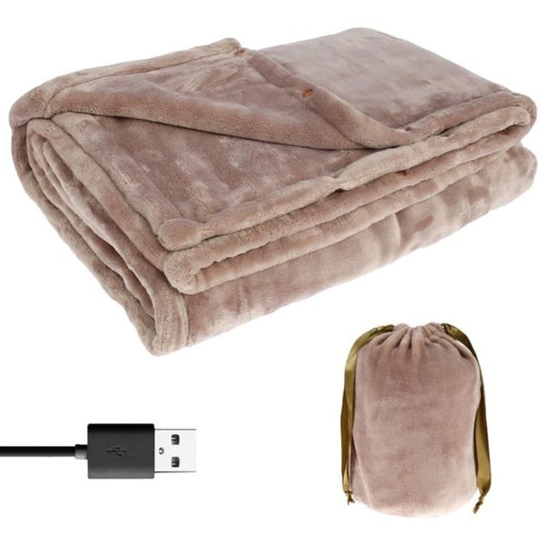 Manta térmica USB de forro polar tamaño Queen, portátil inalámbrica de bajo consumo