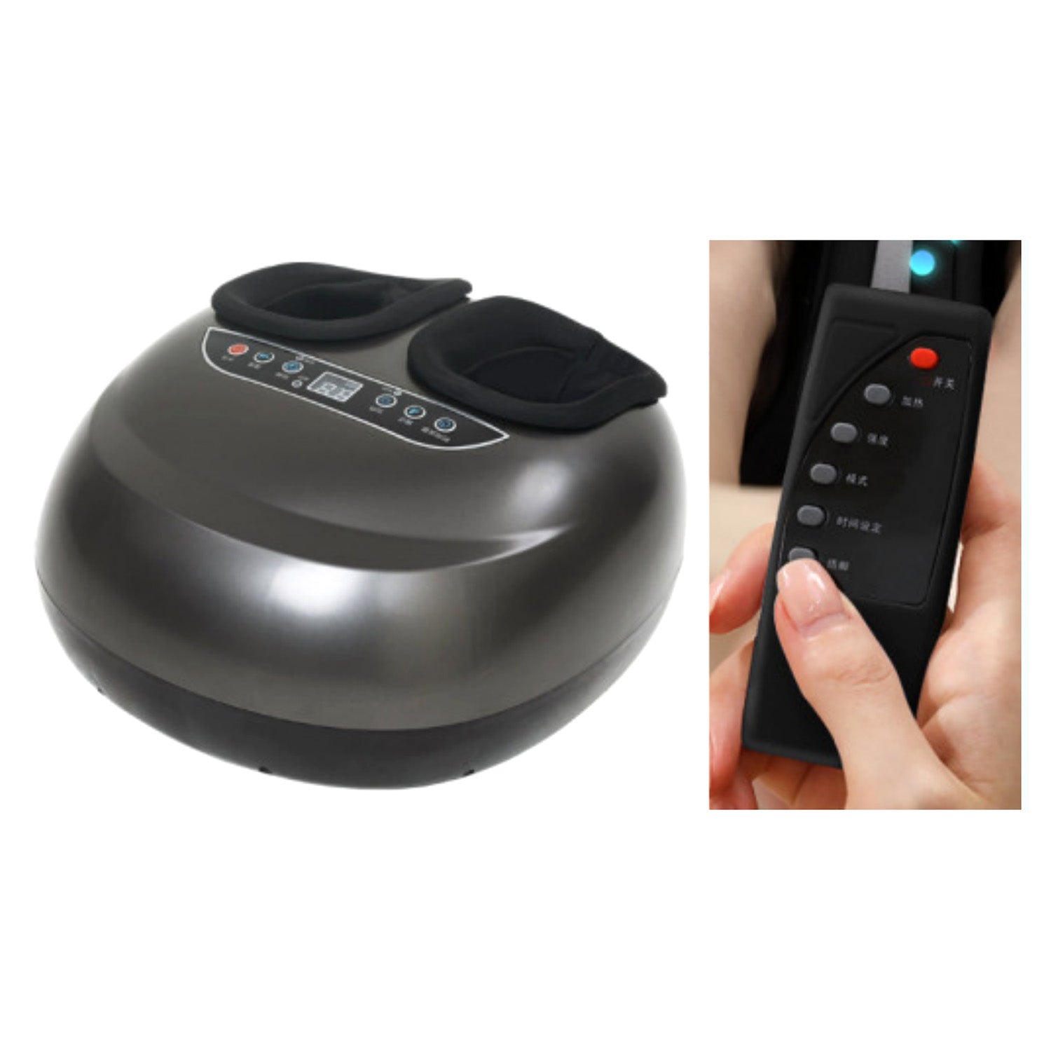 Masajeador de pies inteligente con mando a distancia, amasado, rodillos y calor opcional – 24 W