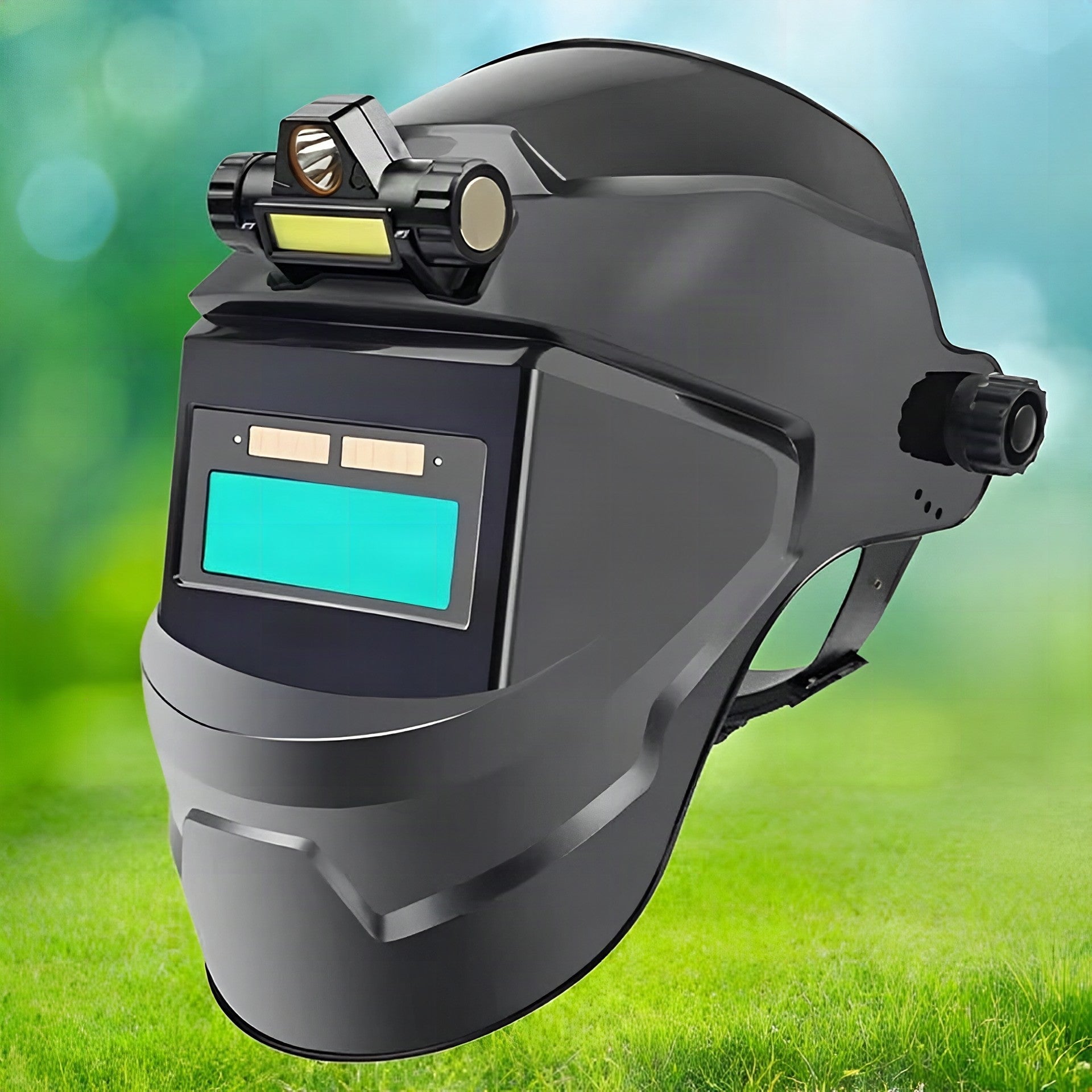 Máscara de soldadura con oscurecimiento automático y luz frontal