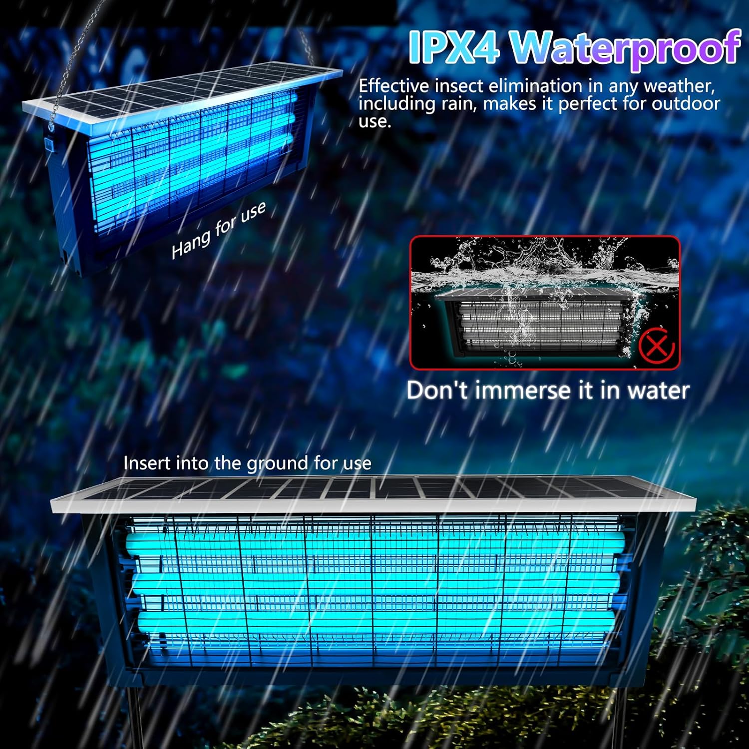Mata insectos solar potente para exterior