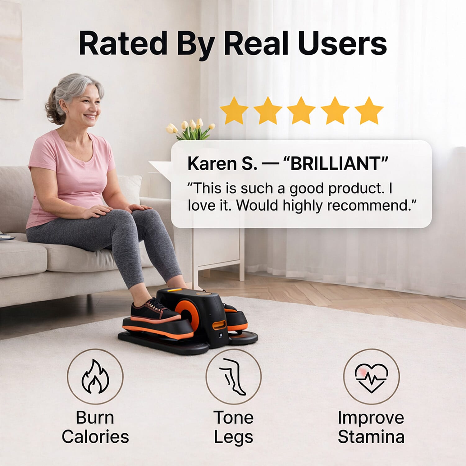 Mini bicicleta elíptica eléctrica para piernas – ejercicio sentado en casa