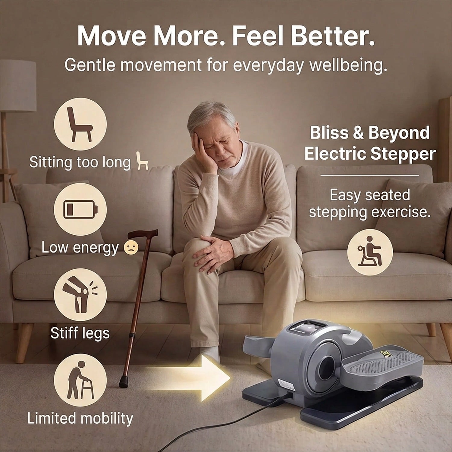 Mini bicicleta elíptica eléctrica para piernas – ejercicio sentado en casa