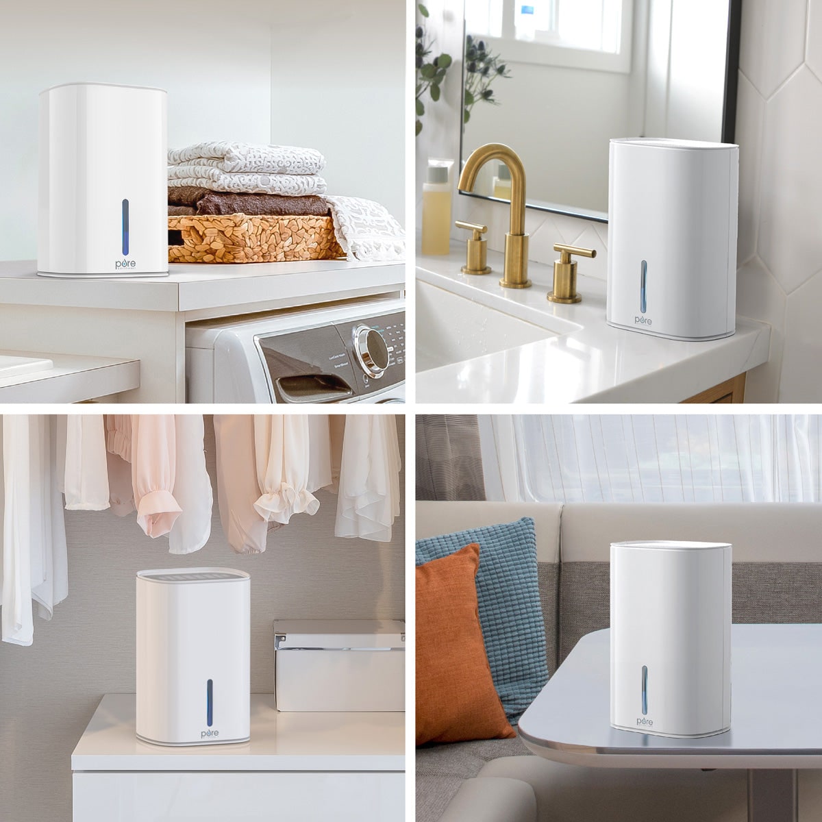 Mini deshumidificador portátil para baño, sótano y espacios pequeños con depósito extraíble