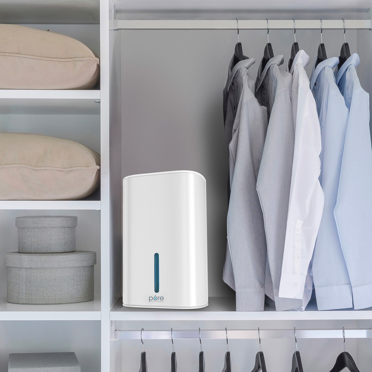 Mini deshumidificador portátil para baño, sótano y espacios pequeños con depósito extraíble