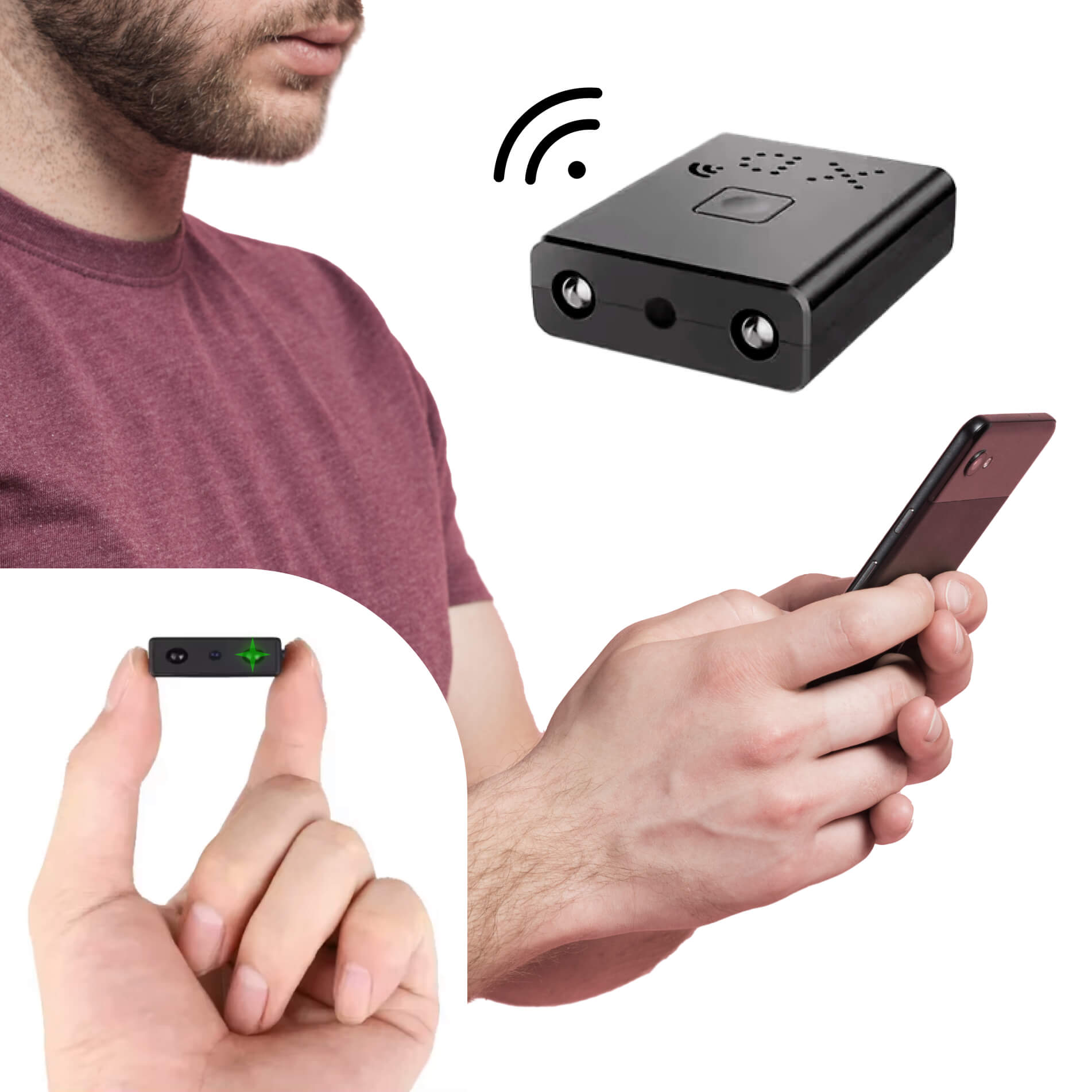 Minicámara HD con audio, 1080P, visión nocturna