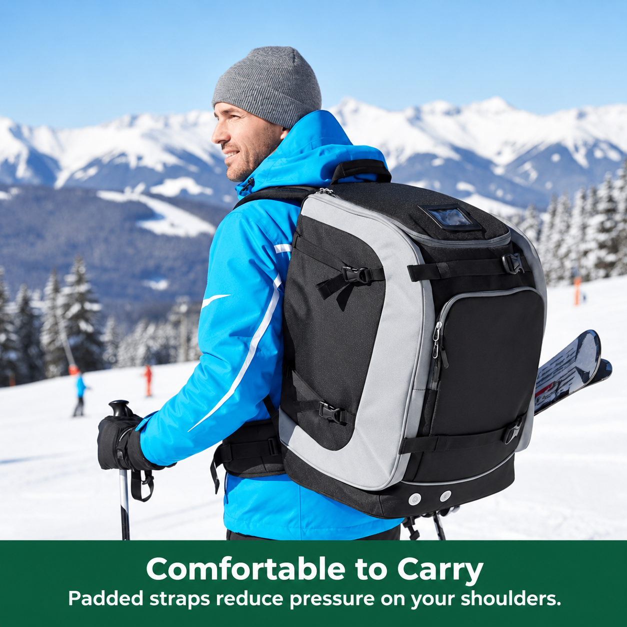 Mochila de esquí 65 L con compartimento para botas, casco y gafas de esquí