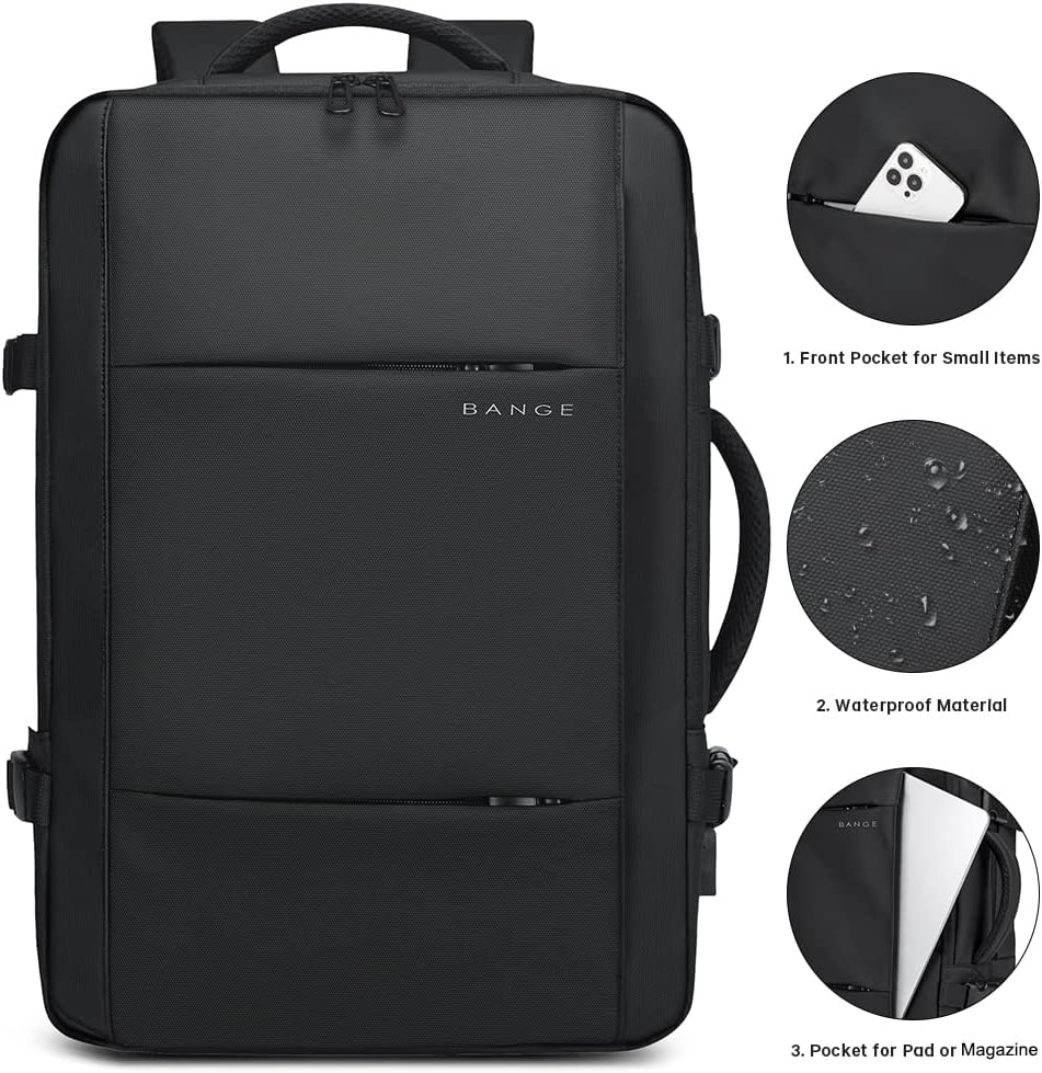 Mochila de viaje expandible 26-45 L impermeable con compartimento para portátil y asa tipo bolsa