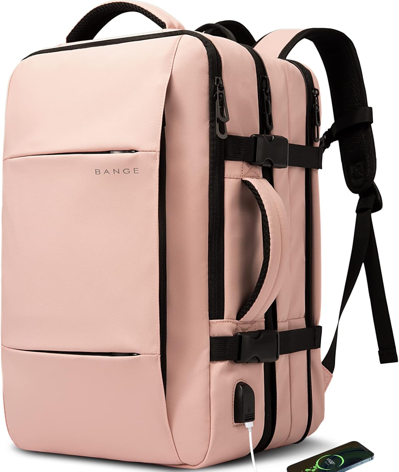 Mochila de viaje expandible 26-45 L impermeable con compartimento para portátil y asa tipo bolsa