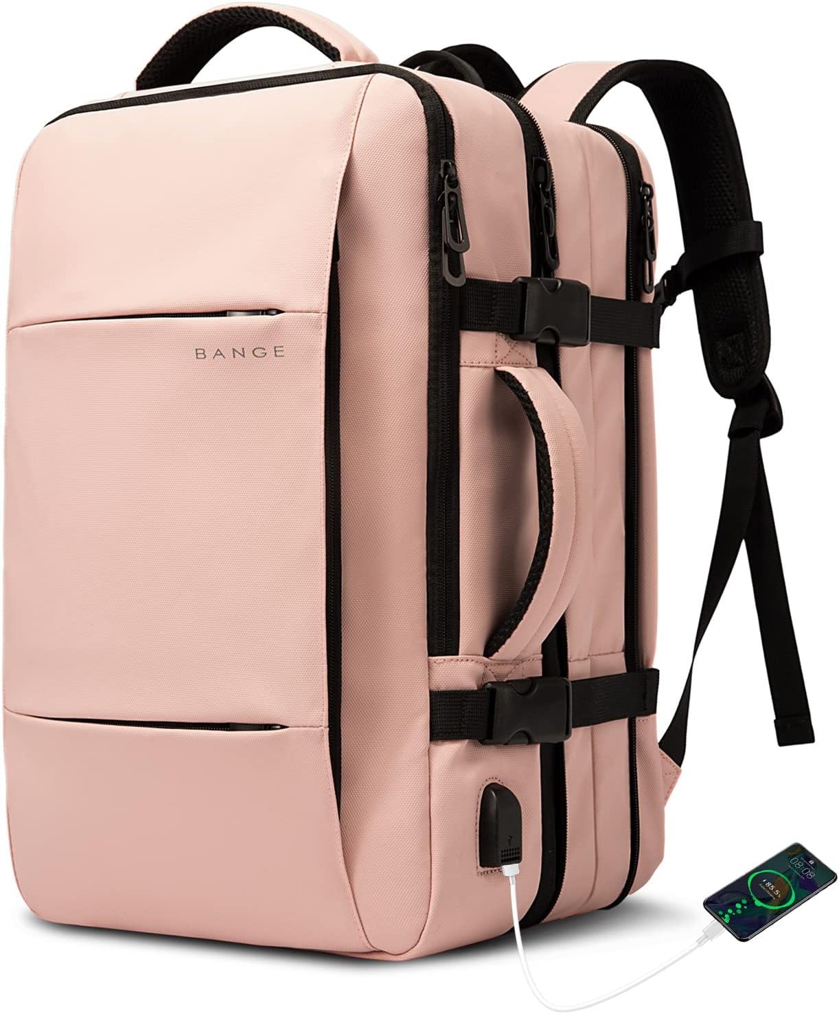 Mochila de viaje expandible 26-45 L impermeable con compartimento para portátil y asa tipo bolsa