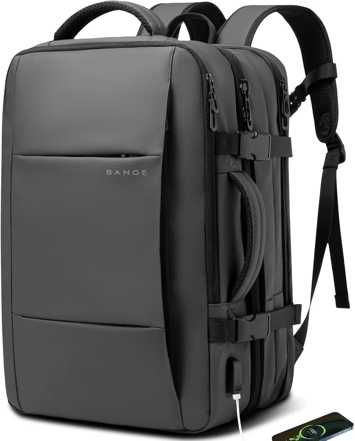 Mochila de viaje expandible 26-45 L impermeable con compartimento para portátil y asa tipo bolsa