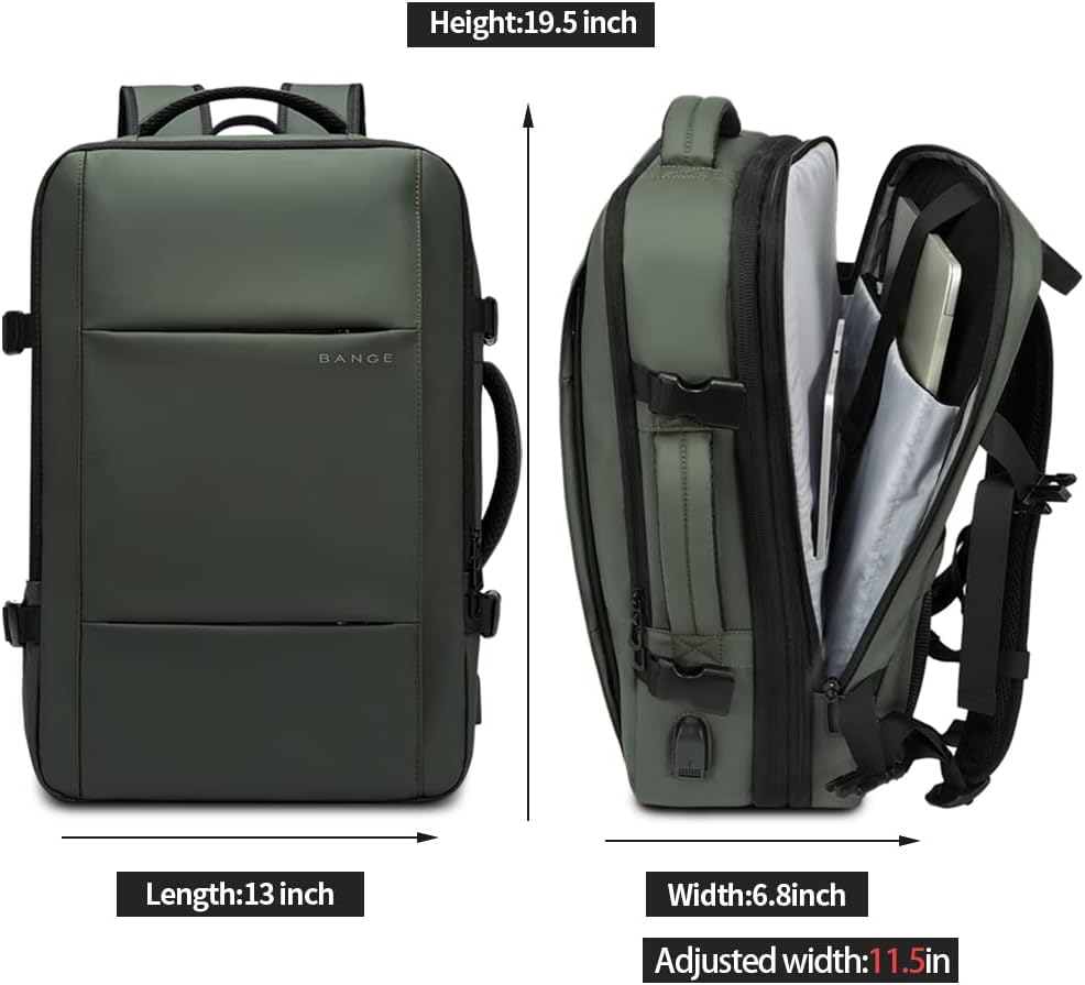 Mochila de viaje expandible 26-45 L impermeable con compartimento para portátil y asa tipo bolsa