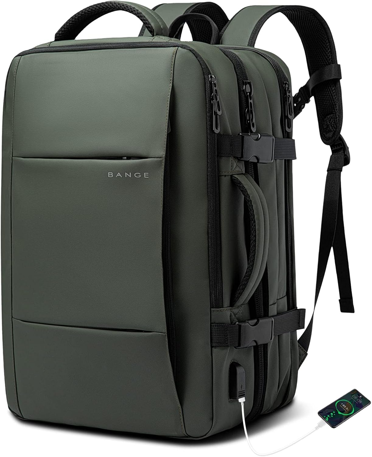 Mochila de viaje expandible 26-45 L impermeable con compartimento para portátil y asa tipo bolsa