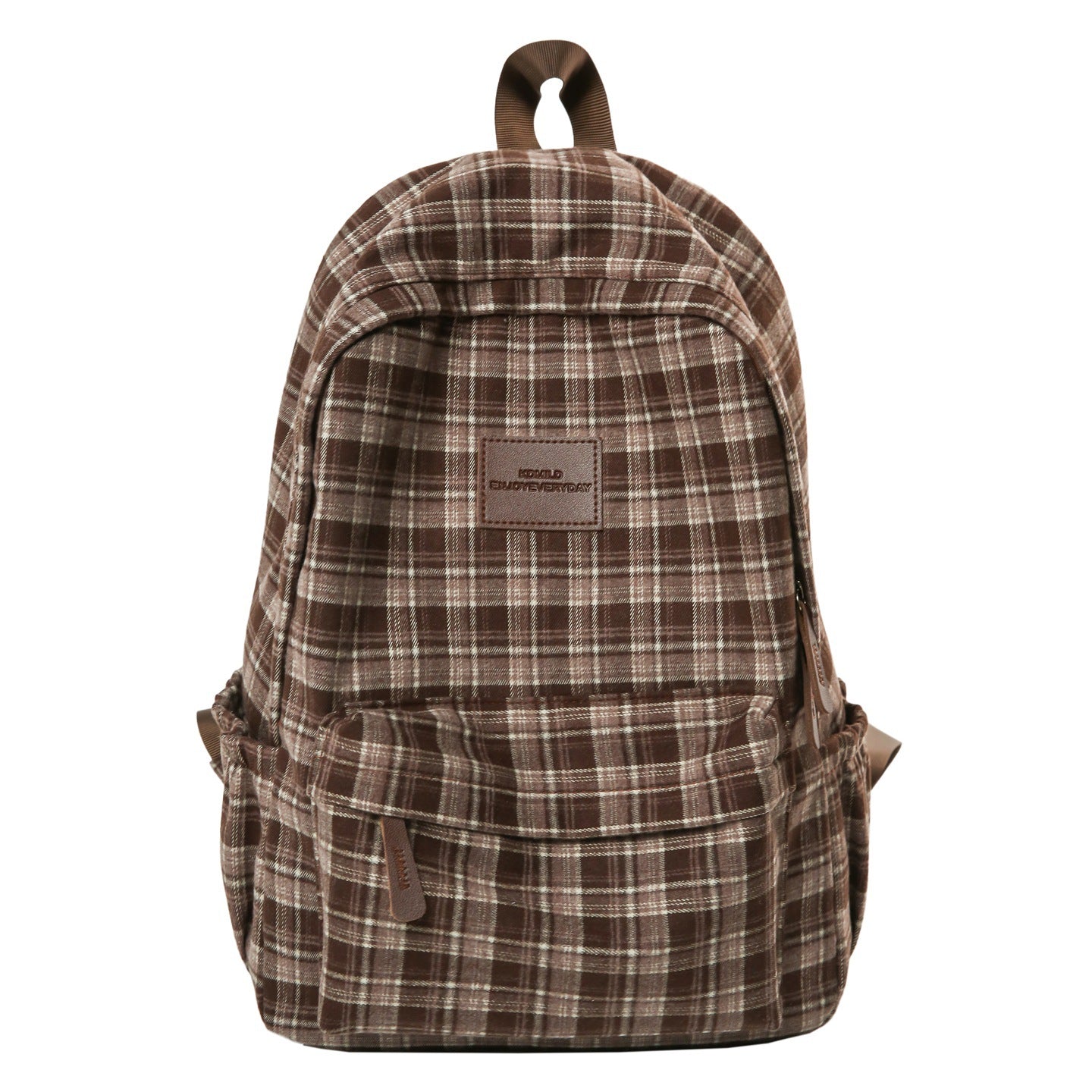 Mochila escolar casual con estampado de cuadros