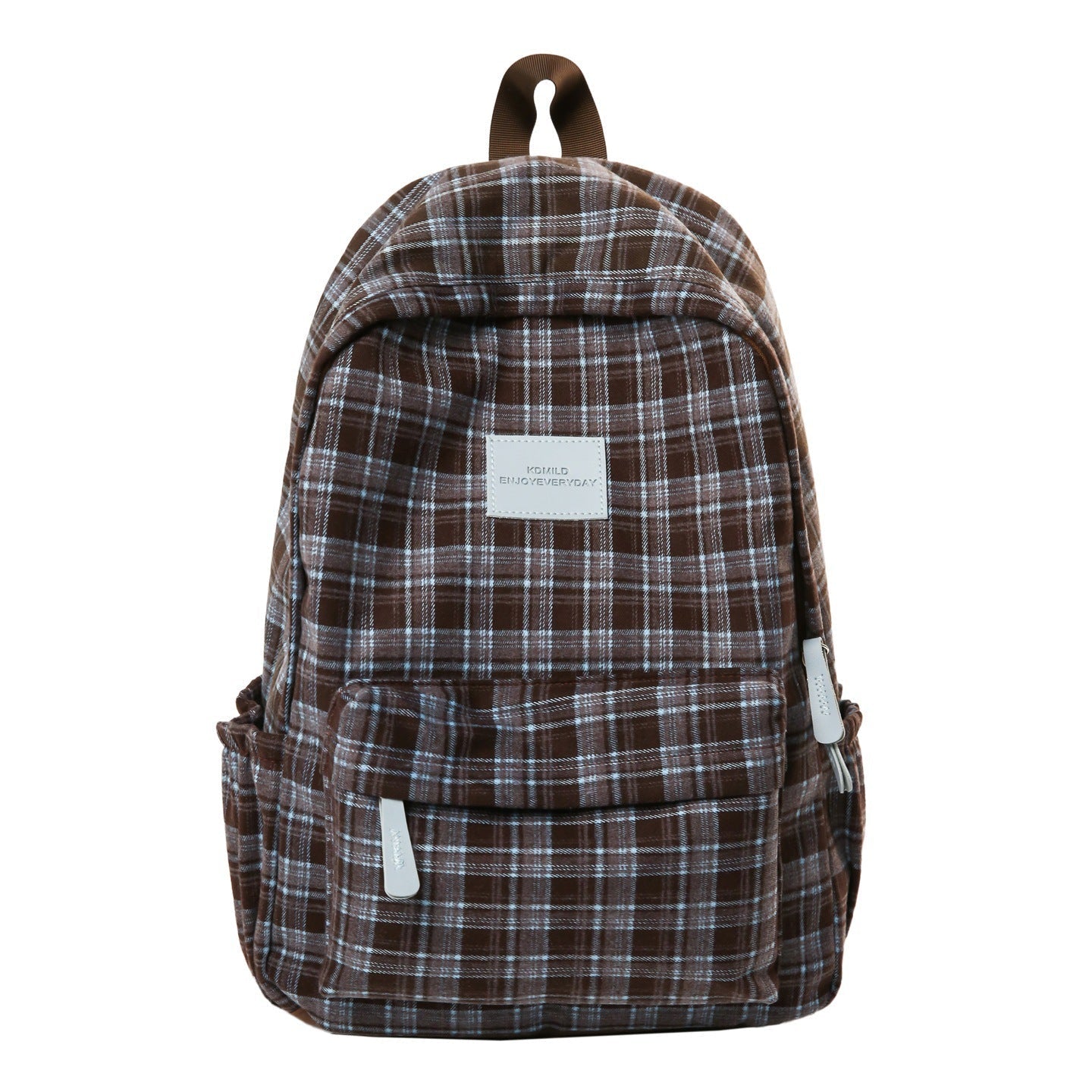 Mochila escolar casual con estampado de cuadros
