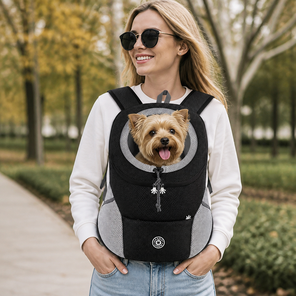 Mochila transportín para perros con red transpirable y acolchado ergonómico (base extraíble)