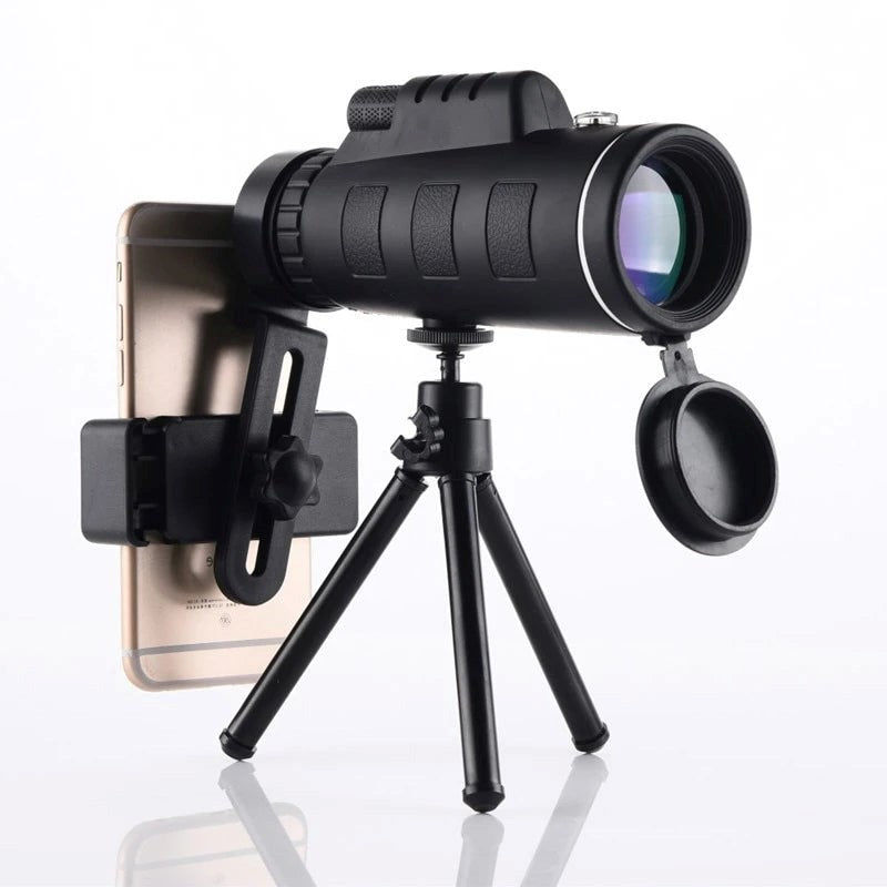 Monocular HD Starscope con soporte para smartphone y trípode – Telescopio monocular resistente al agua