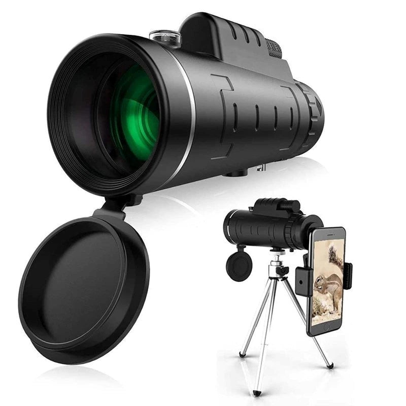 Monocular HD Starscope con soporte para smartphone y trípode – Telescopio monocular resistente al agua