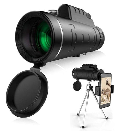 Monocular HD Starscope con soporte para smartphone y trípode – Telescopio monocular resistente al agua