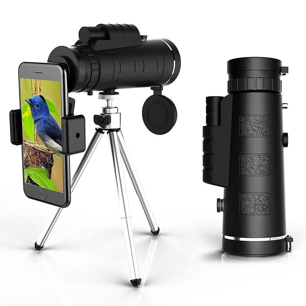 Monocular HD Starscope con soporte para smartphone y trípode – Telescopio monocular resistente al agua