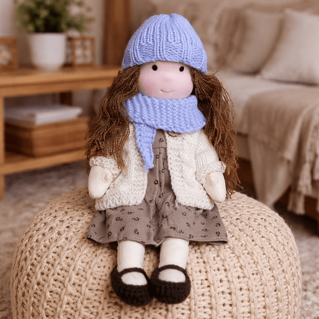 Muñeca Waldorf artesanal de algodón para juego creativo infantil