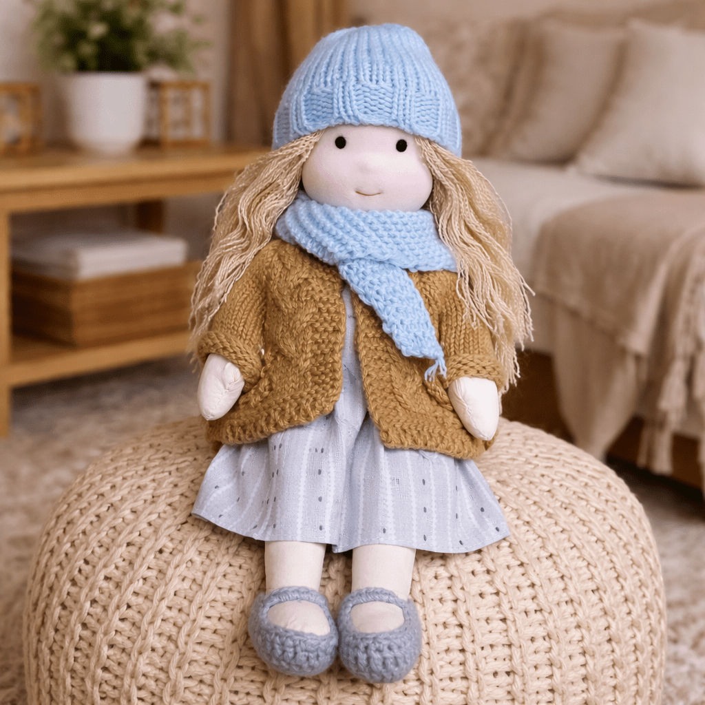 Muñeca Waldorf artesanal de algodón para juego creativo infantil