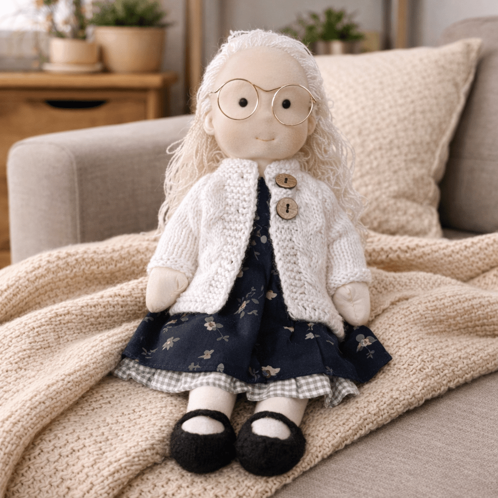 Muñeca Waldorf artesanal de algodón para juego creativo infantil