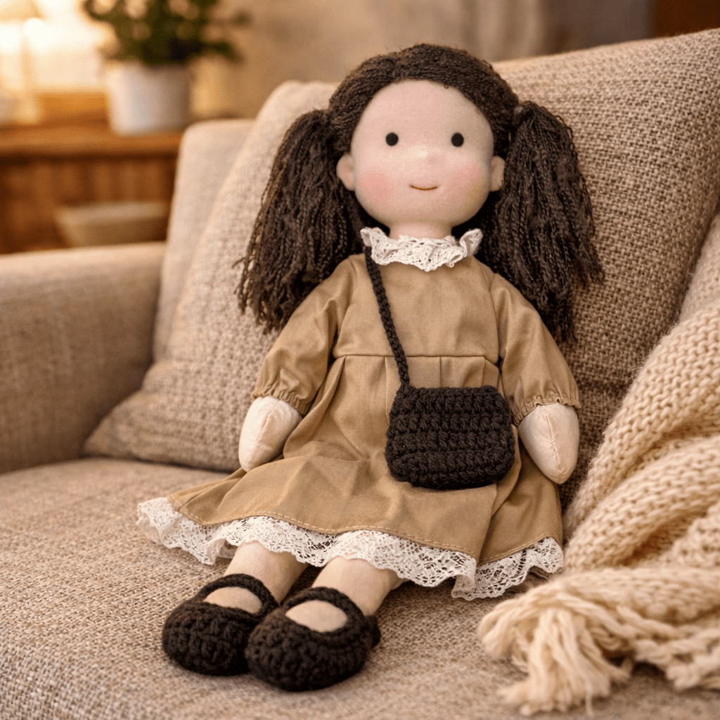 Muñeca Waldorf artesanal de algodón para juego creativo infantil