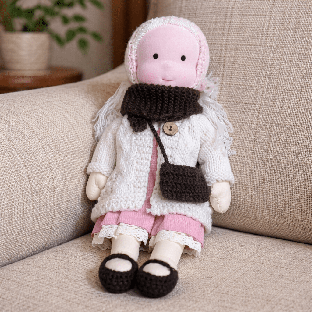 Muñeca Waldorf artesanal de algodón para juego creativo infantil