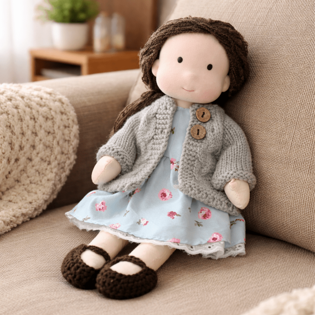 Muñeca Waldorf artesanal de algodón para juego creativo infantil