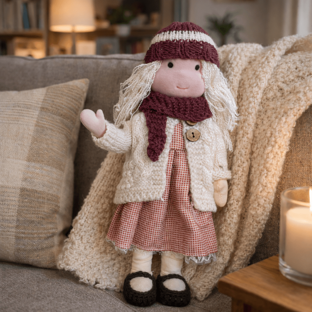 Muñeca Waldorf artesanal de algodón para juego creativo infantil