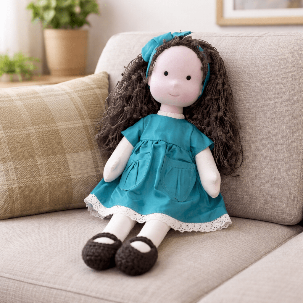 Muñeca Waldorf artesanal de algodón para juego creativo infantil