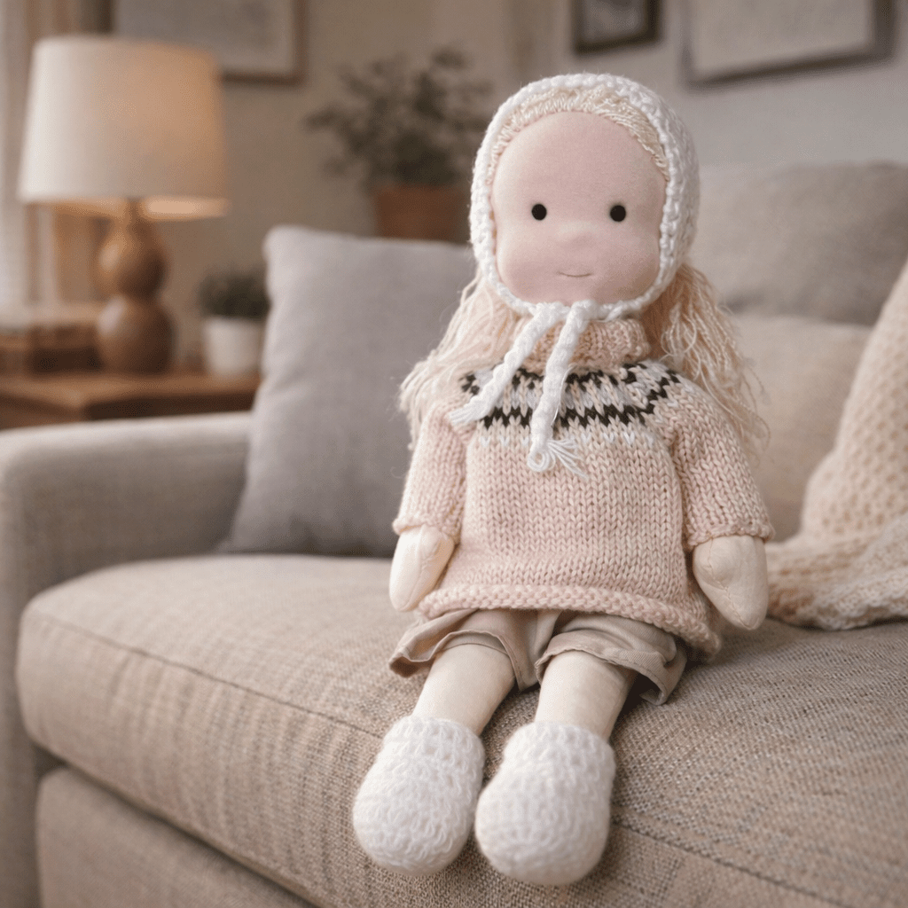 Muñeca Waldorf artesanal de algodón para juego creativo infantil