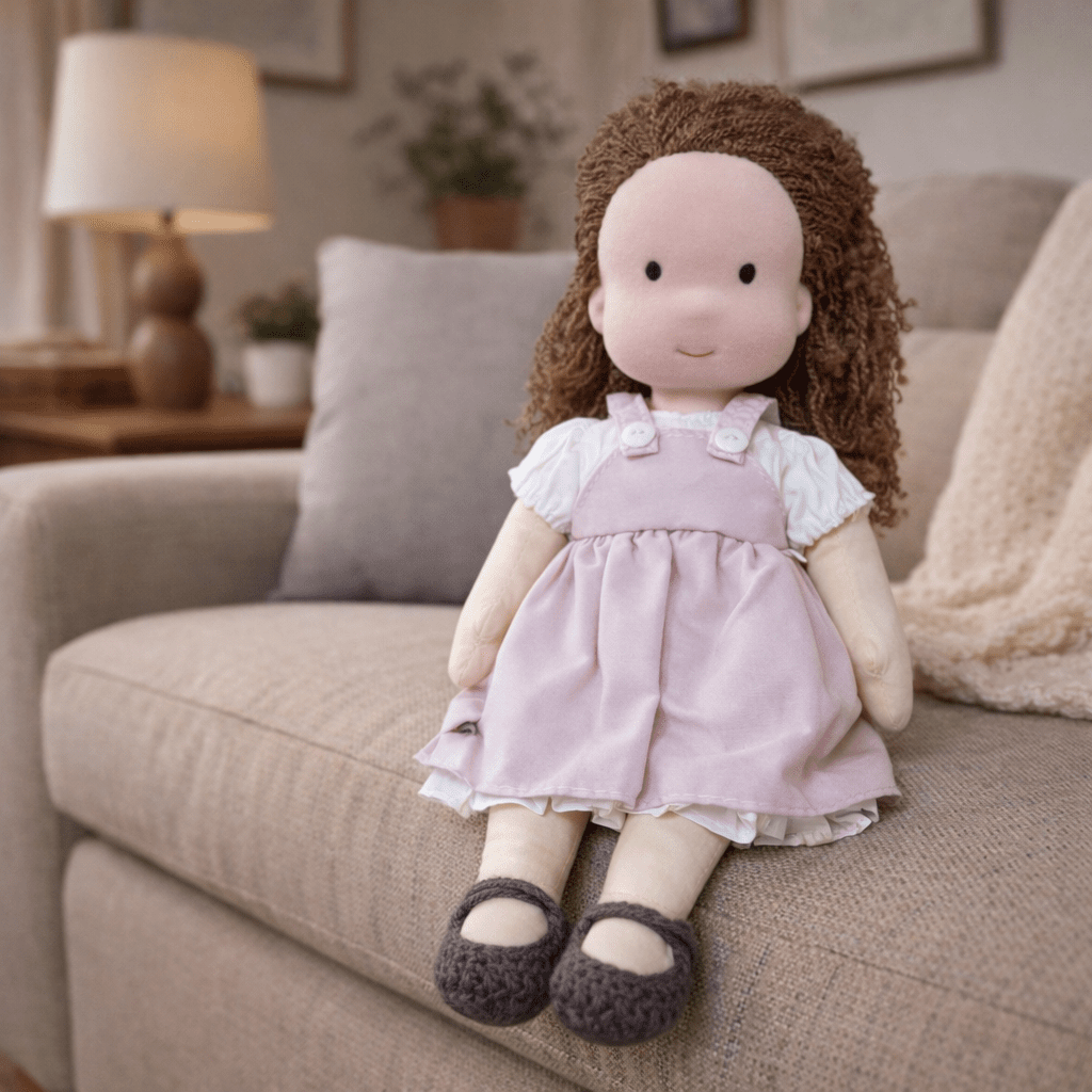 Muñeca Waldorf artesanal de algodón para juego creativo infantil
