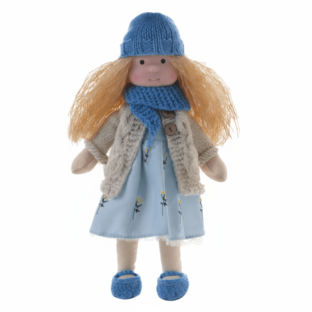 Muñeca Waldorf artesanal de algodón para juego creativo infantil