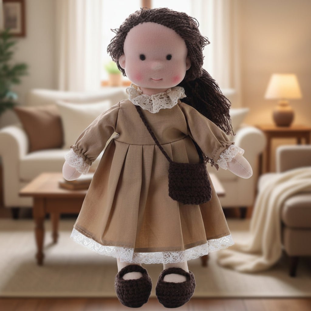 Muñeca Waldorf artesanal de algodón para juego creativo infantil