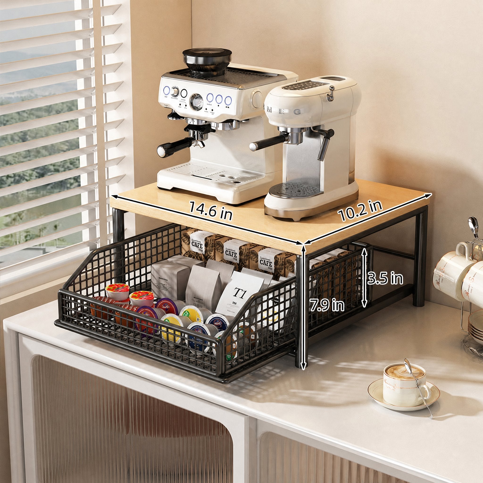 Organizador de encimera de cocina con cajones