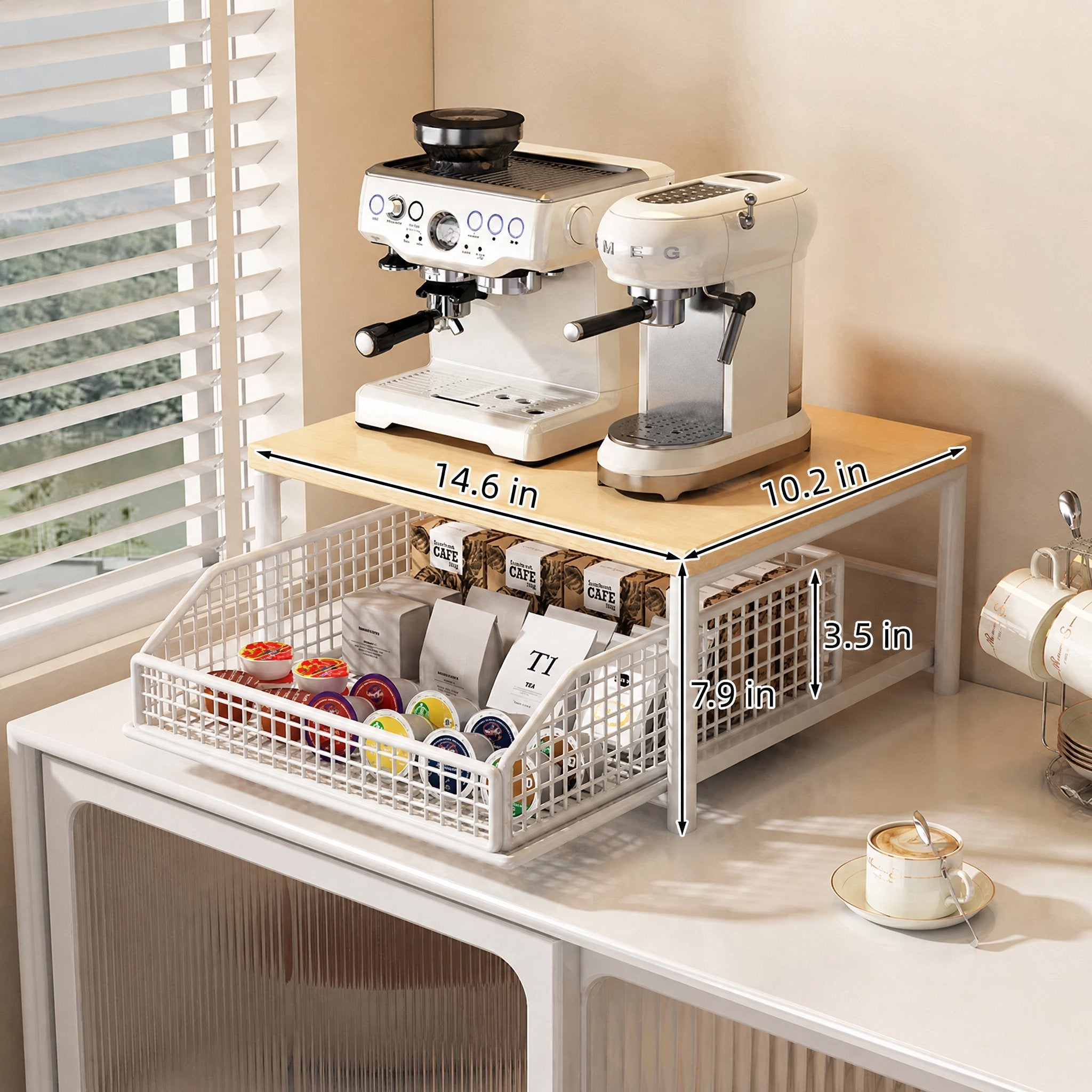 Organizador de encimera de cocina con cajones