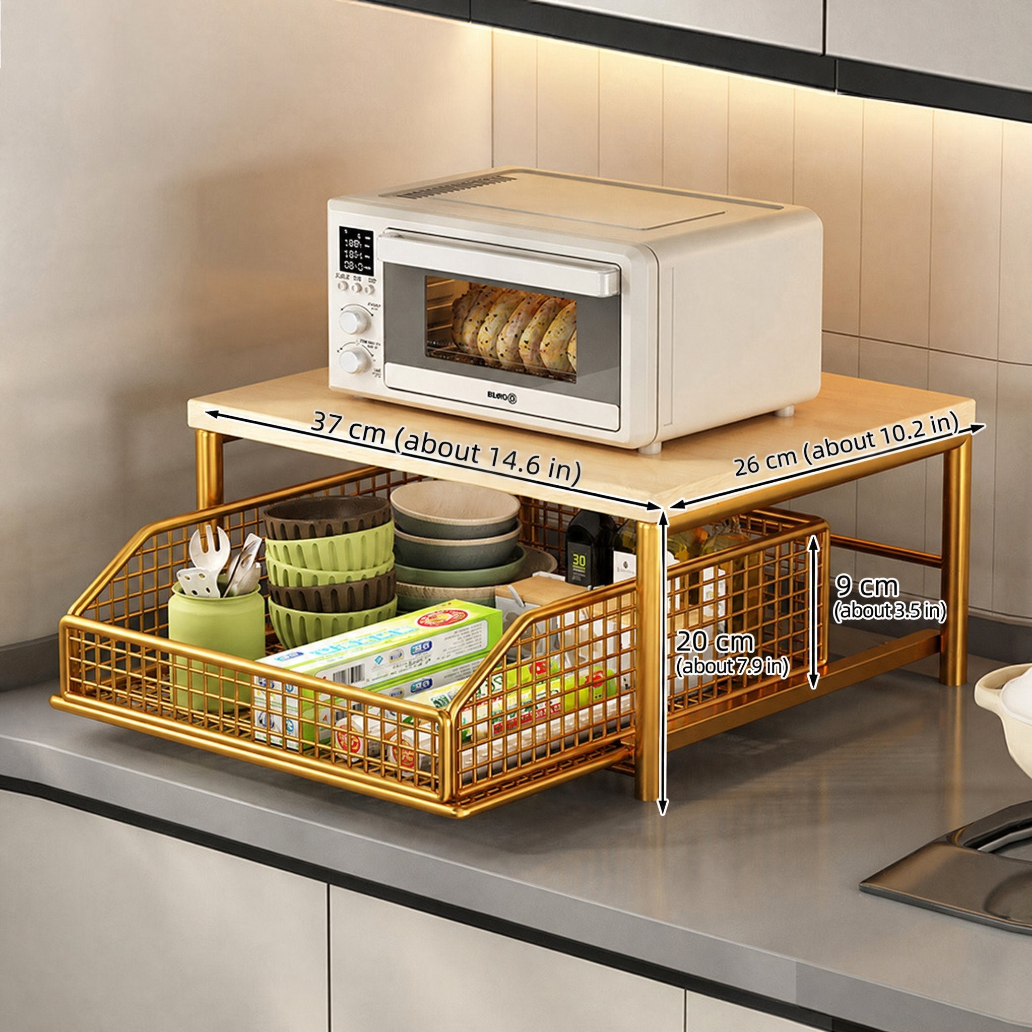 Organizador de encimera de cocina con cajones